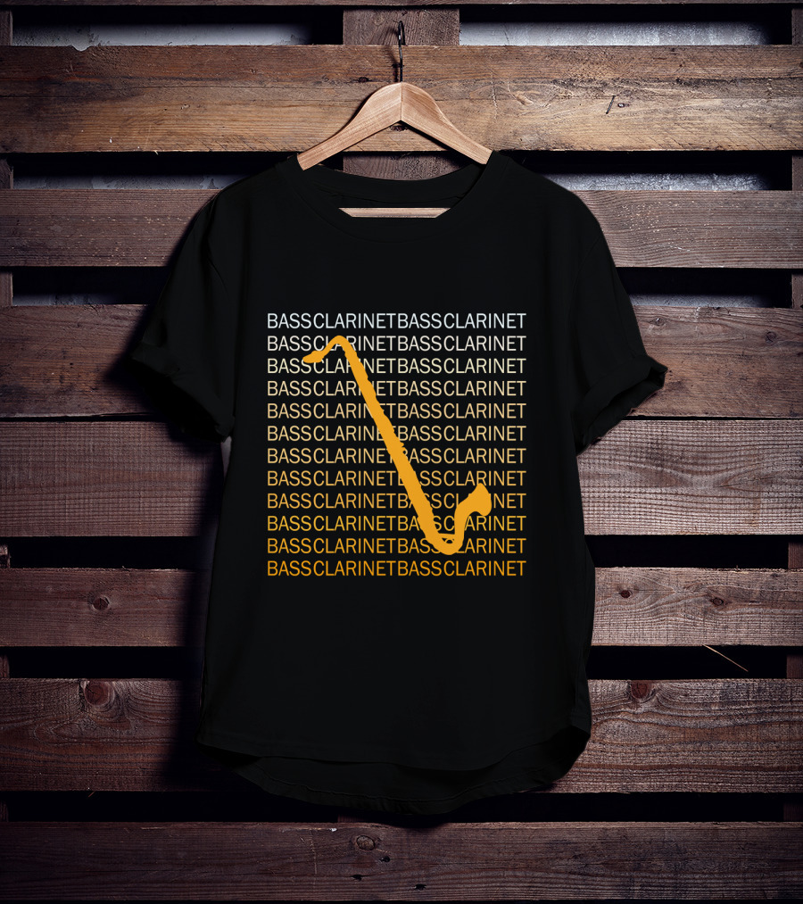 Bass Clarinet Repeated Text With Bold Orange T-Shirt