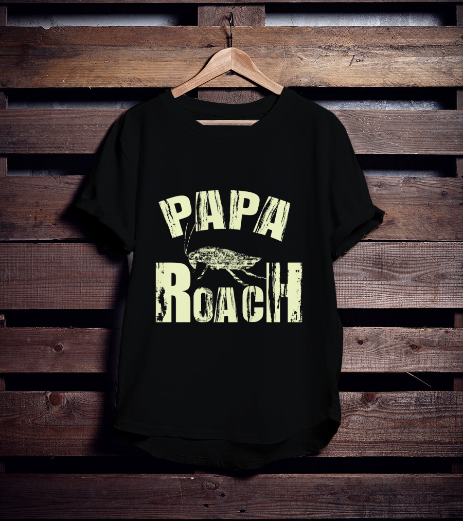 Papa Roach Distressed Logo With Cockroach T-Shirt