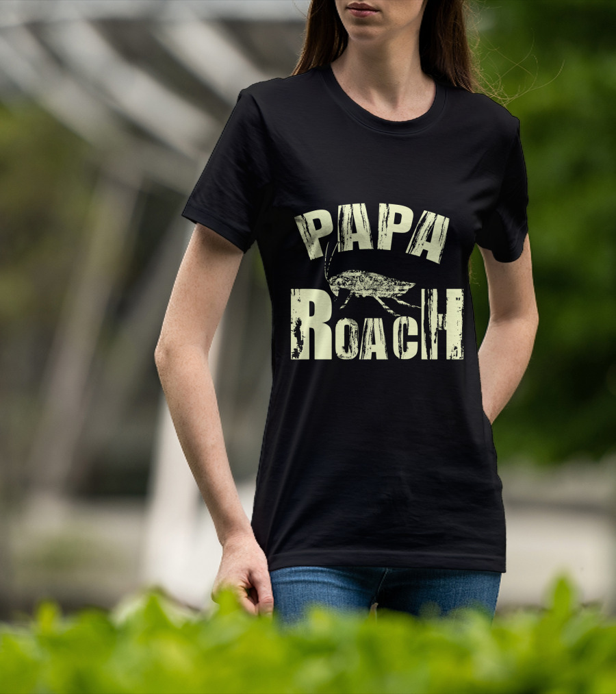 Papa Roach Distressed Logo With Cockroach T-Shirt