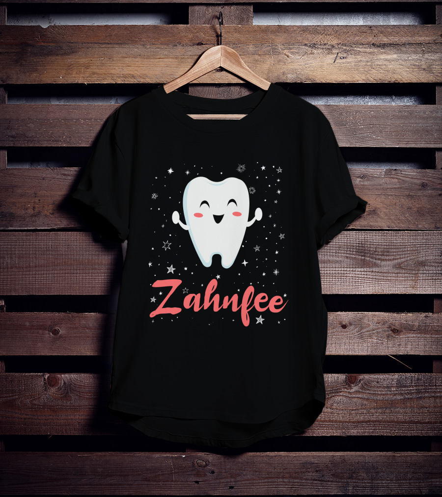 Fasching Kostüm Zahnfee Mit Fröhlichem Zahn Und Sternenhintergrund T-Shirt