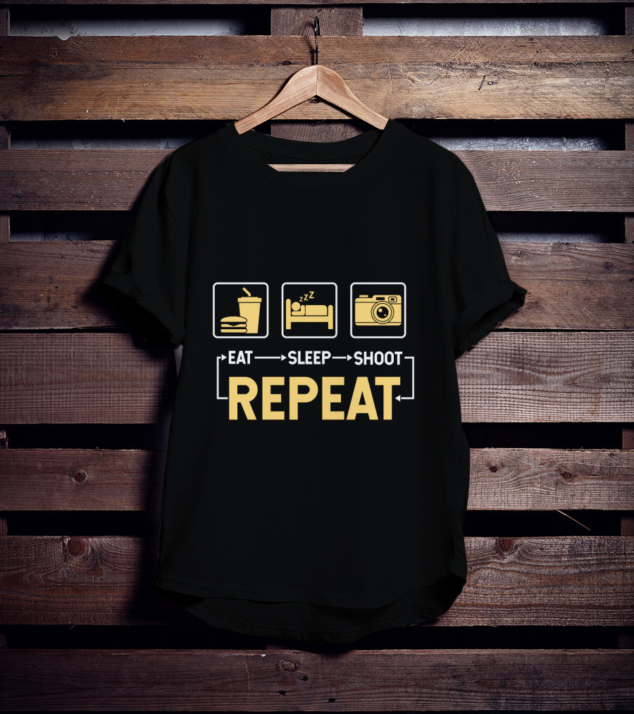 Eat Sleep Shoot Repeat Photography Camera Icon Steps T-Shirt