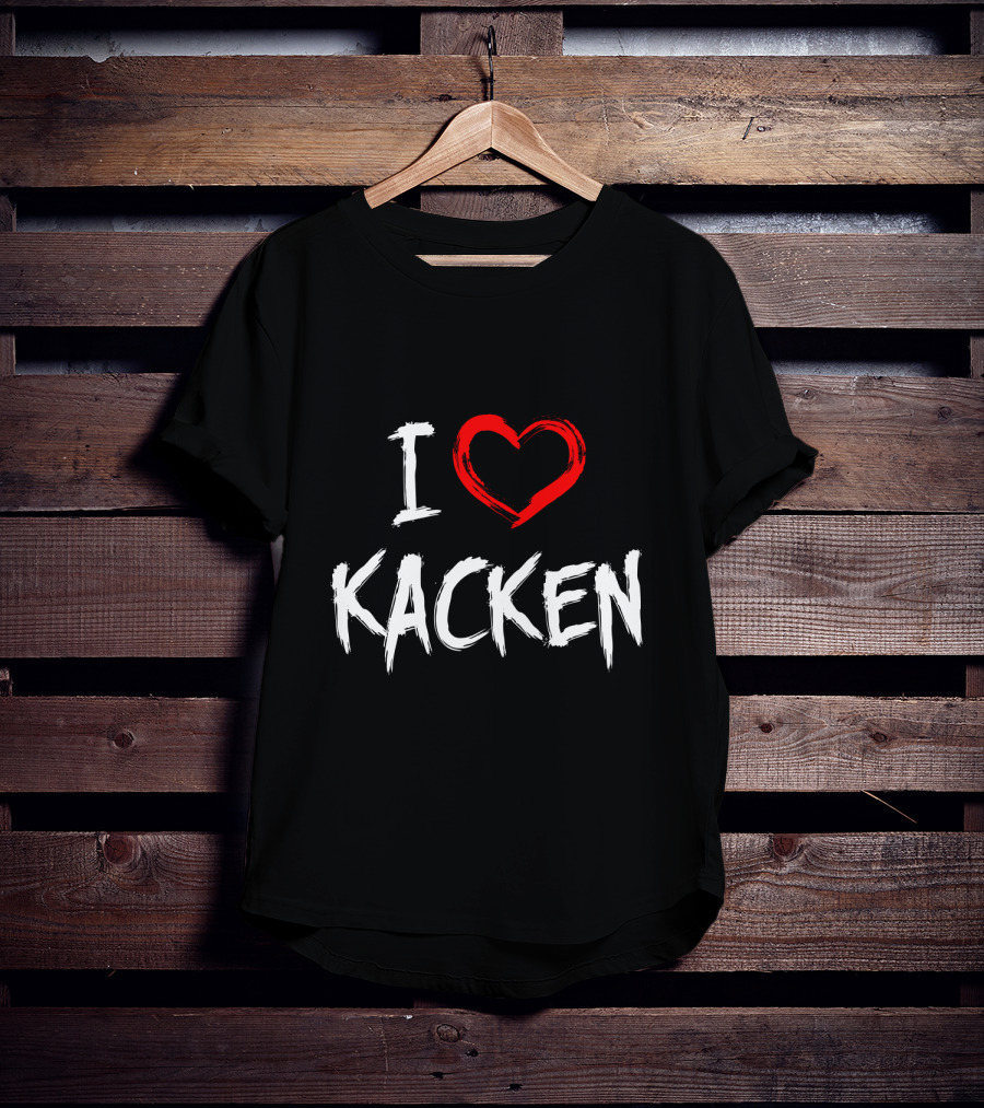 I Heart Kacken Bold White Text With Red Brush Heart T-Shirt
