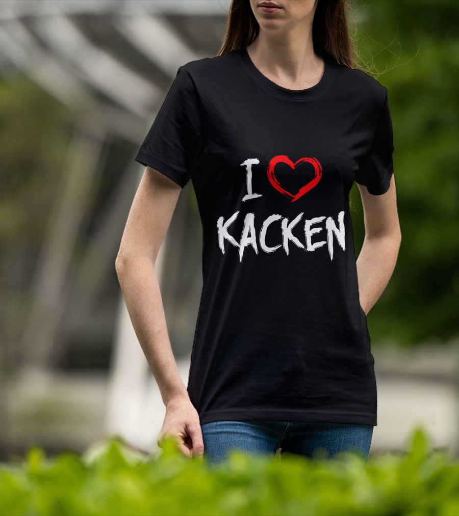 I Heart Kacken Bold White Text With Red Brush Heart T-Shirt
