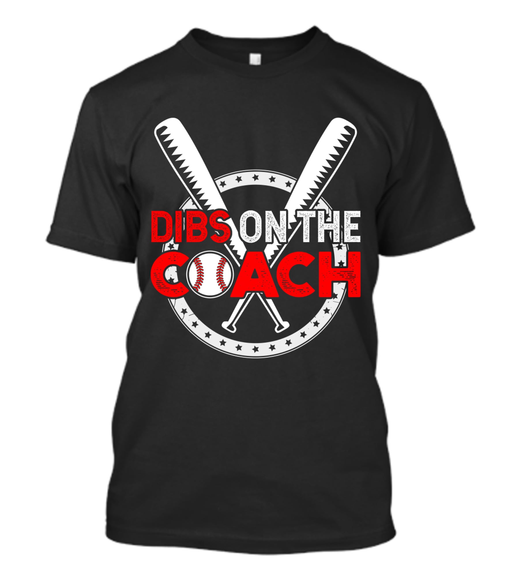 Dibs On The Coach Baseball Bat Crossed Star Circle T-Shirt