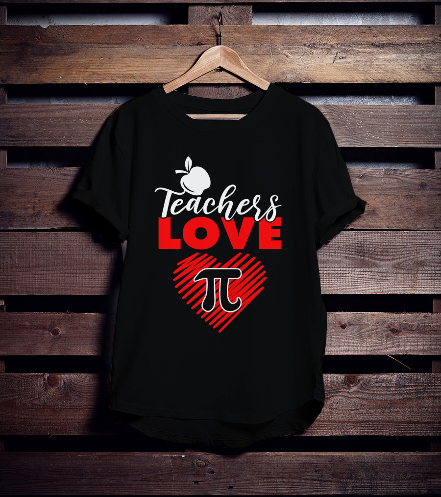Teachers Love Pi Math Heart Apple T-Shirt