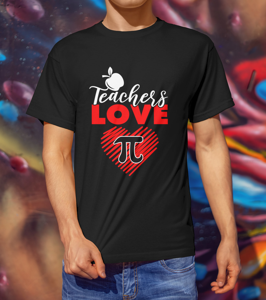 Teachers Love Pi Math Heart Apple T-Shirt