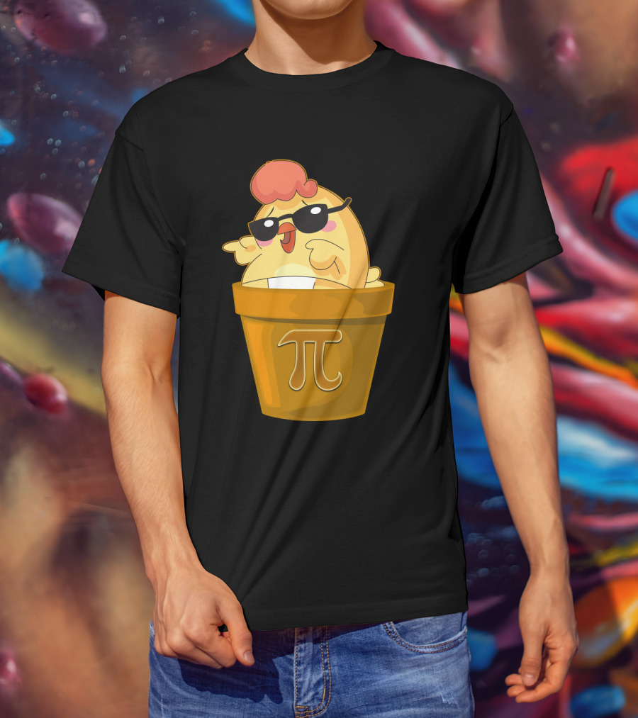 Chicken In Pot With Pi Symbol And Sunglasses T-Shirt