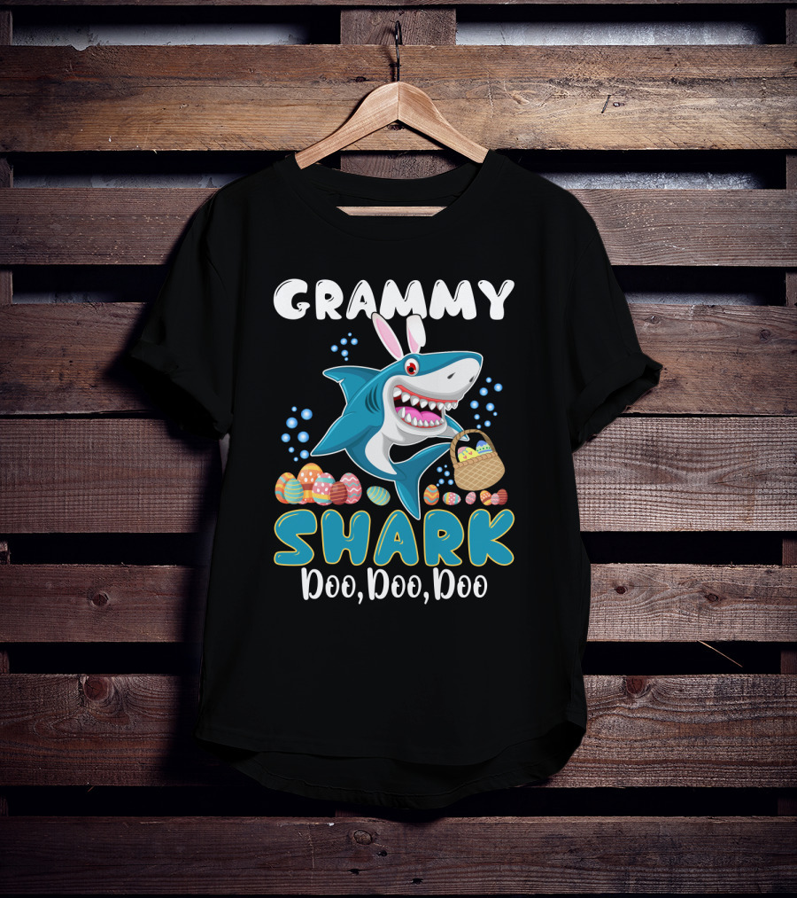 Grammy Shark Doo Doo Doo Bunny Ear Easter Egg Hunt T-Shirt