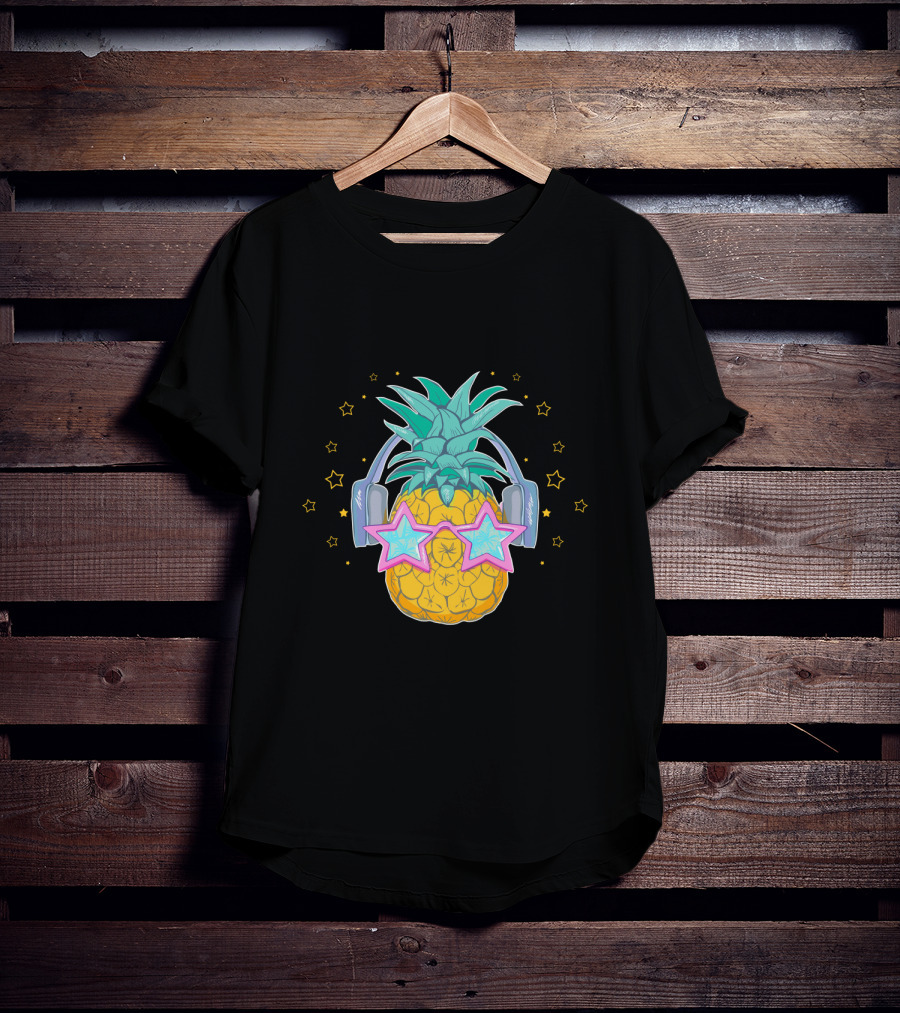 Pineapple Music Star Glasses Headphones T-Shirt