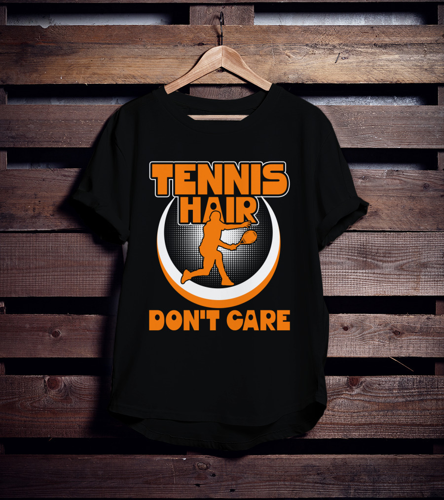 Tennis Hair Don't Care Silhouette Playing Racket T-Shirt