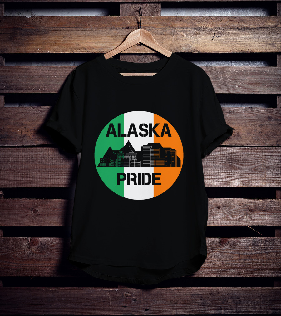 Alaska Pride Skyline With Irish Flag Colors T-Shirt