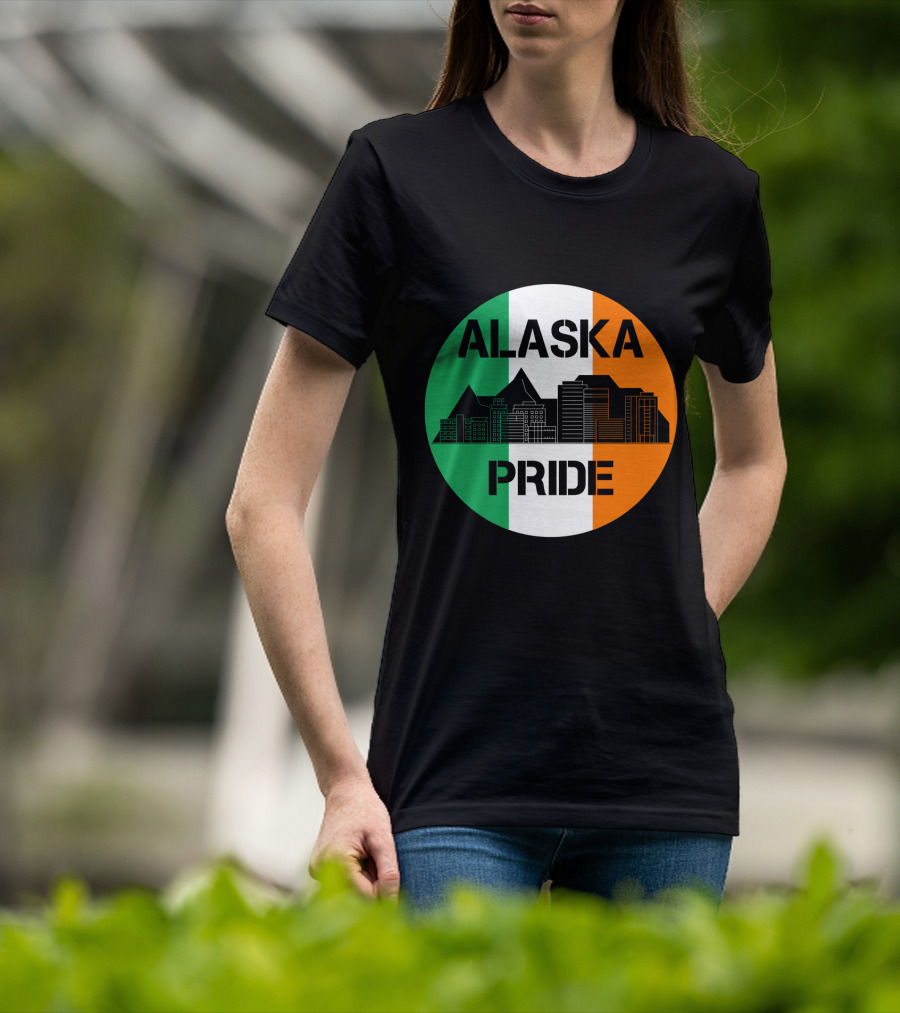 Alaska Pride Skyline With Irish Flag Colors T-Shirt