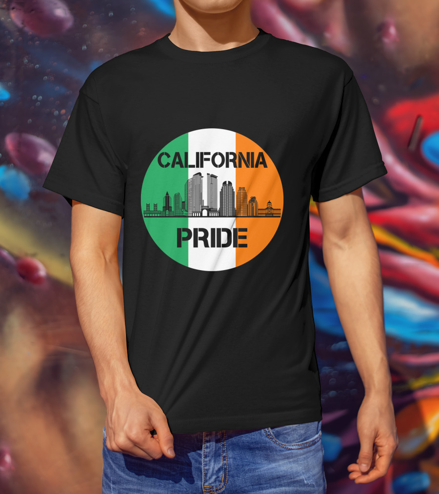 California Pride Skyline With Irish Flag Elements T-Shirt