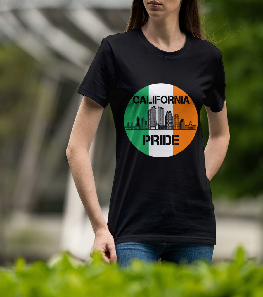 California Pride Skyline With Irish Flag Elements T-Shirt