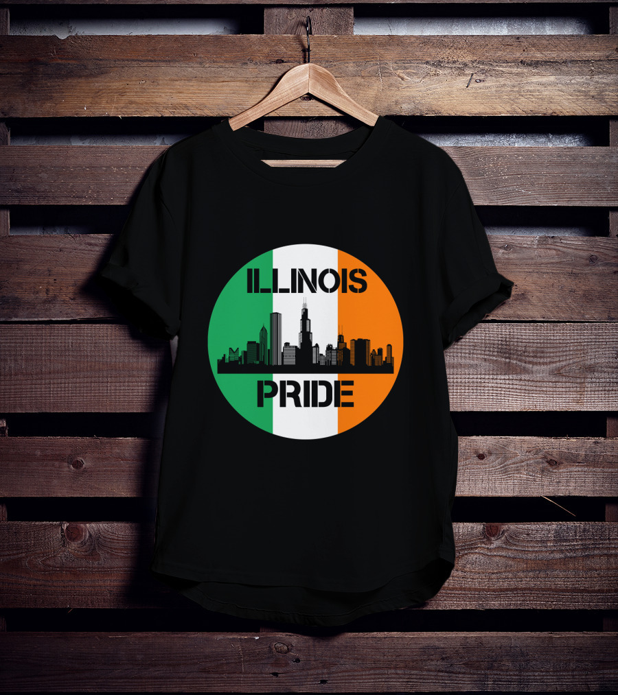 Illinois Pride Skyline Irish Flag T-Shirt