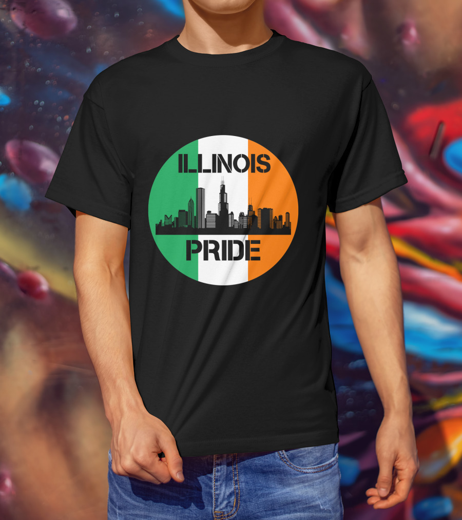 Illinois Pride Skyline Irish Flag T-Shirt