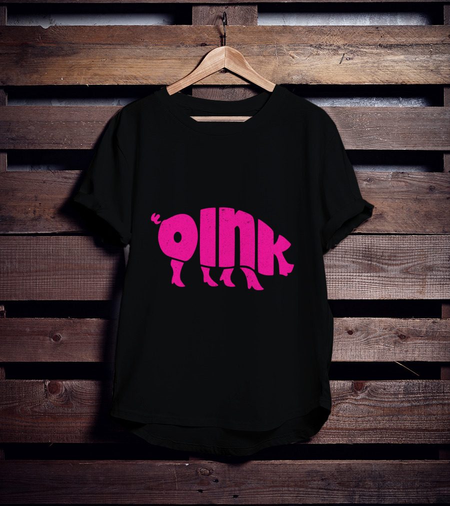 OINK Pink Pig Silhouette Humor T-Shirt