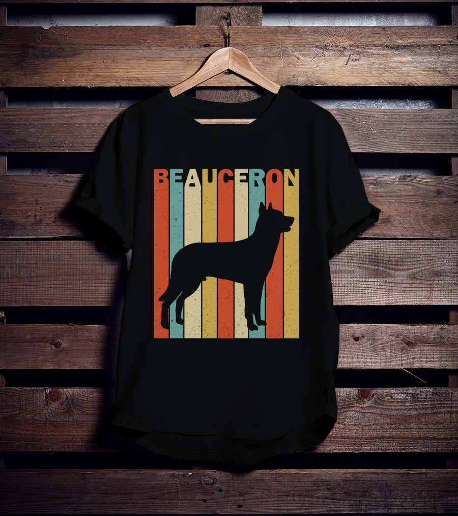 Beauceron Retro Silhouette Vertical Stripes T-Shirt