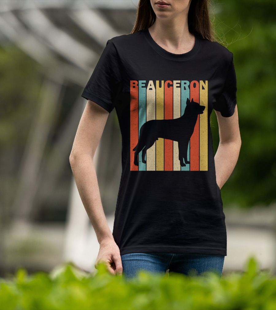 Beauceron Retro Silhouette Vertical Stripes T-Shirt