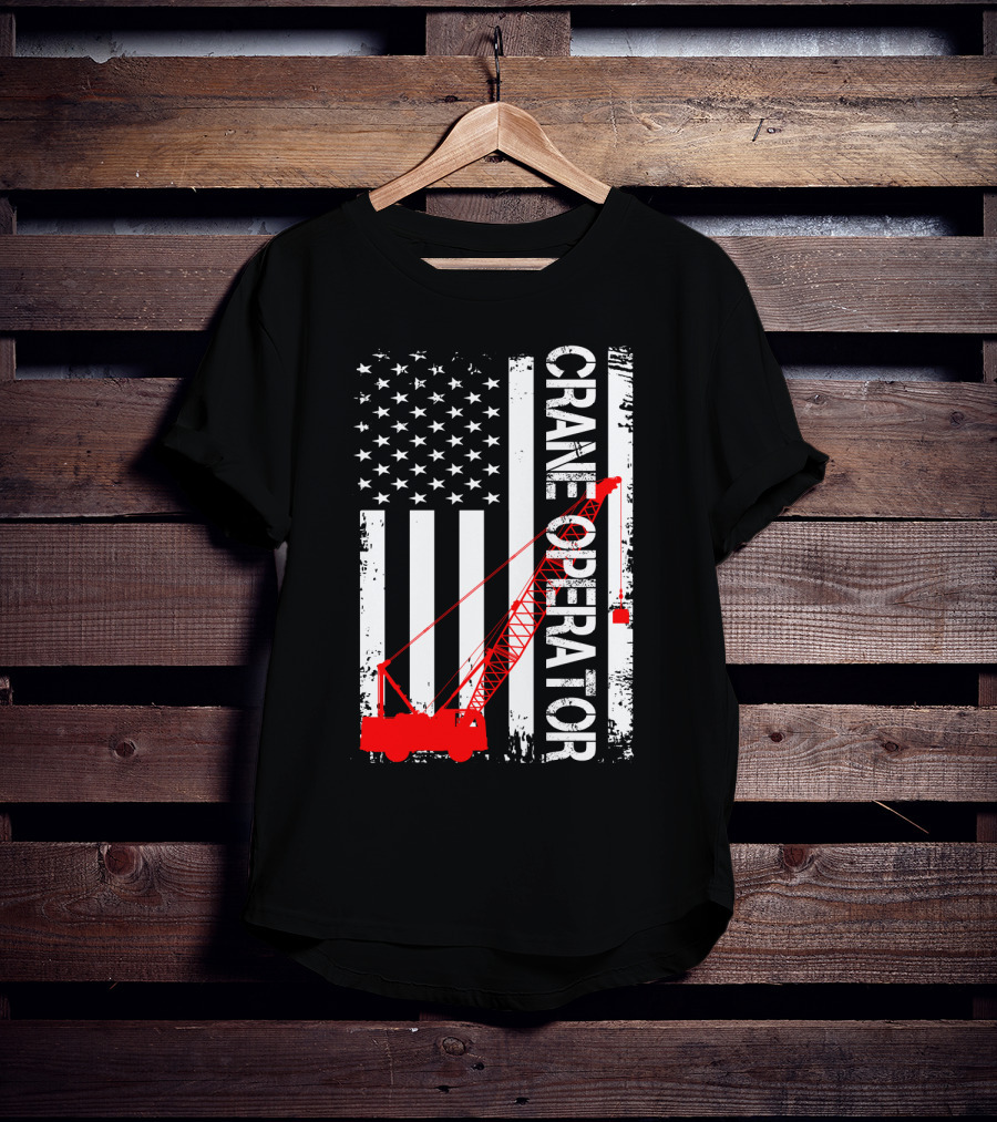 Crane Operator American Flag T-Shirt