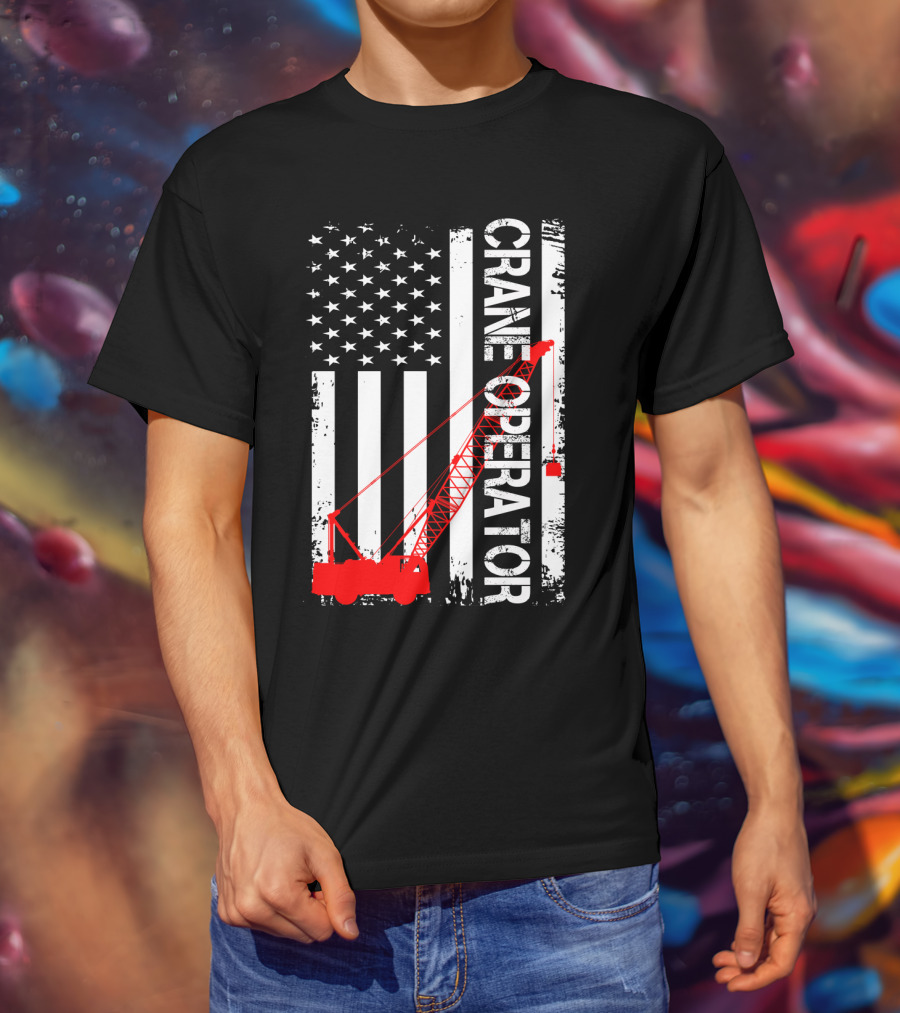 Crane Operator American Flag T-Shirt