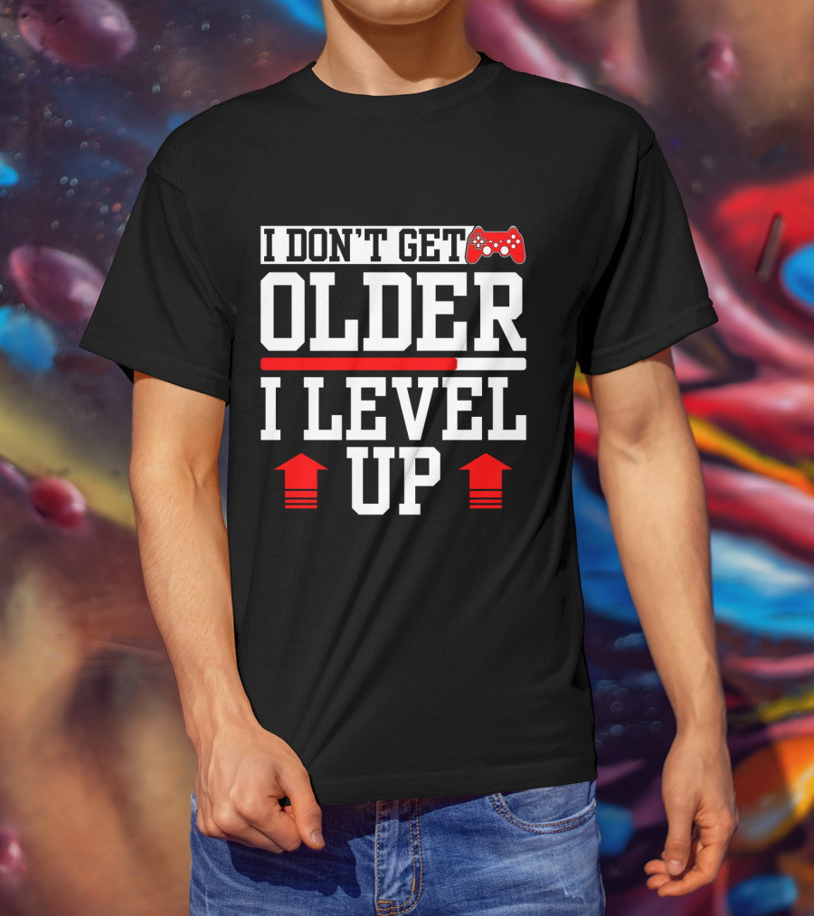 I Don't Get Older I Level Up Gamer Birthday Controller Retro T-Shirt
