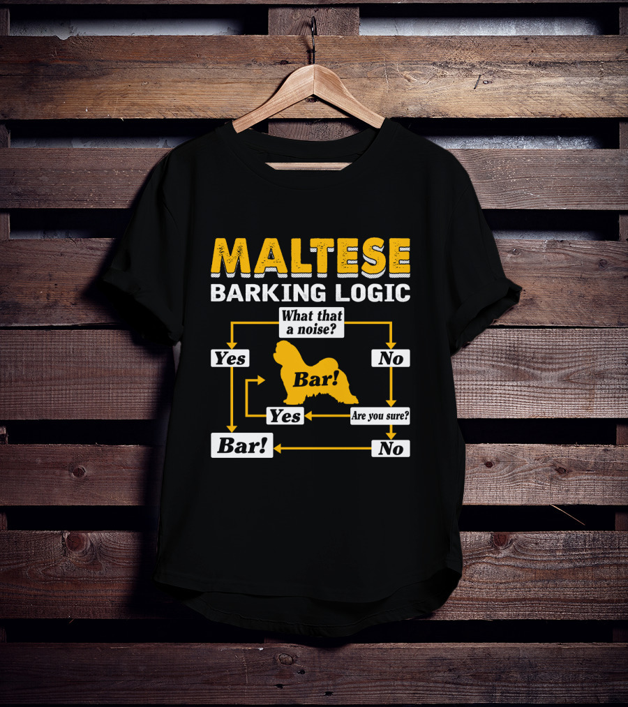 Maltese Barking Logic What That A Noise Bar Are You Sure? Yes No T-Shirt