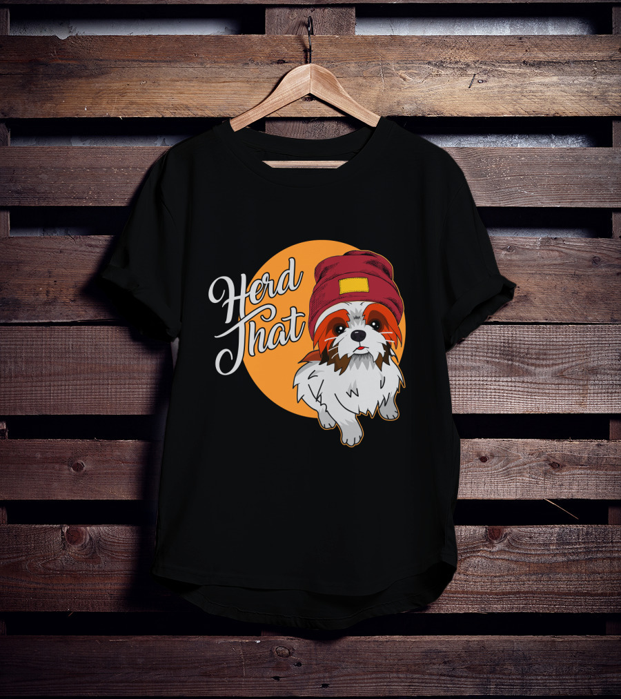 Herd That Shih Tzu Animal Lover Dog With Hat Sketch T-Shirt