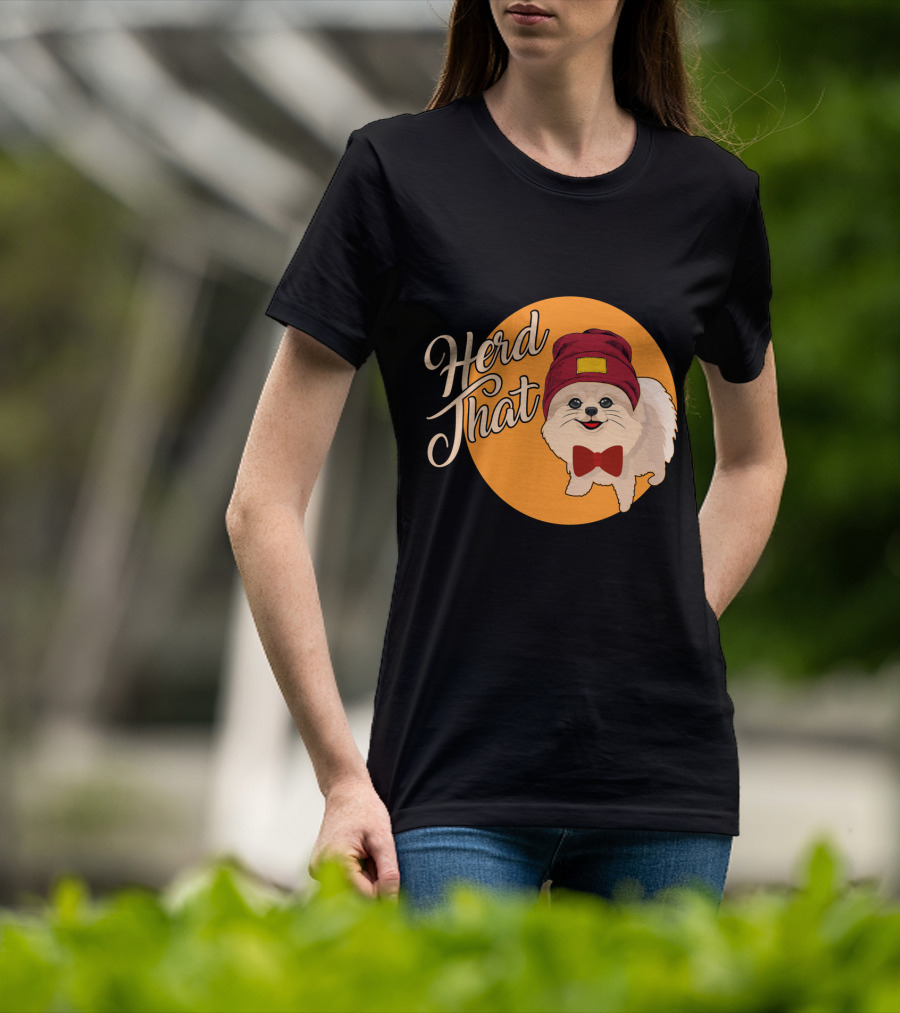 Herd That Funny Pomeranian Animal Lover Dog With Hat And Bowtie T-Shirt