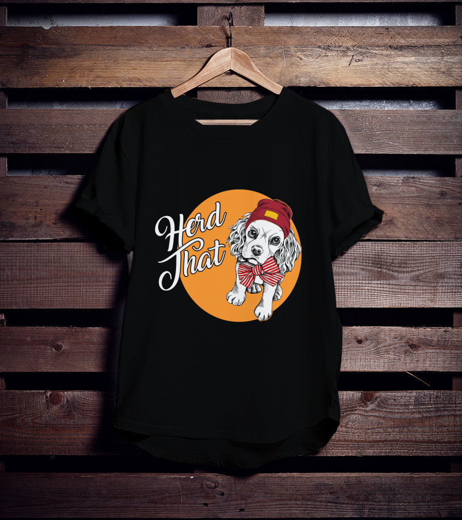 Herd That Cocker Spaniel Funny Animal Lover Dog Bow Tie Beanie T-Shirt