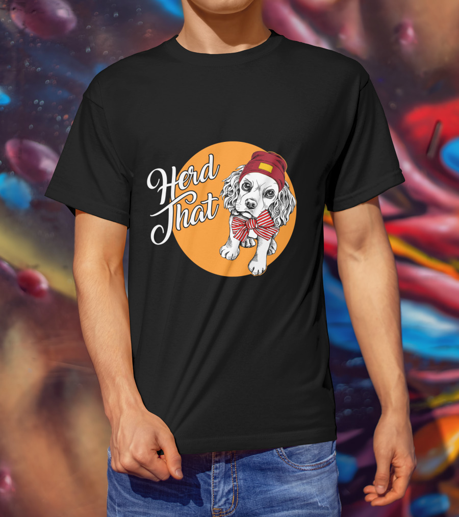 Herd That Cocker Spaniel Funny Animal Lover Dog Bow Tie Beanie T-Shirt