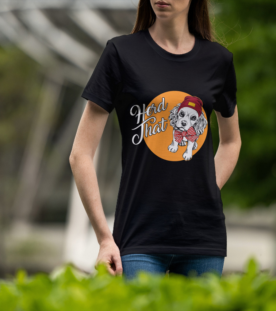 Herd That Cocker Spaniel Funny Animal Lover Dog Bow Tie Beanie T-Shirt