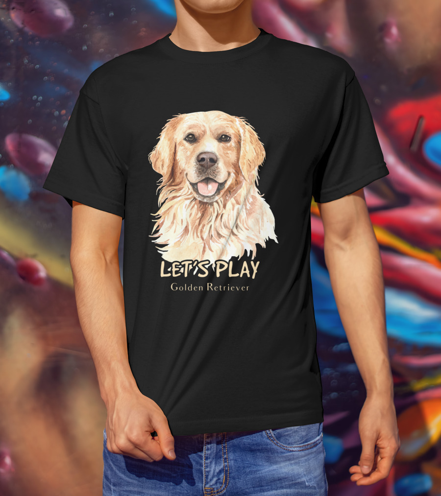 LET'S PLAY Golden Retriever Dog Watercolor T-Shirt