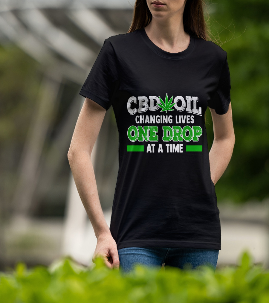 CBD Oil Changing Lives One Drop At A Time Leaf T-Shirt