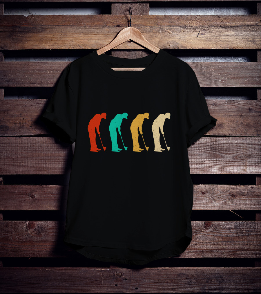Retro Colorful Golf Silhouettes Vintage Golf T-Shirt