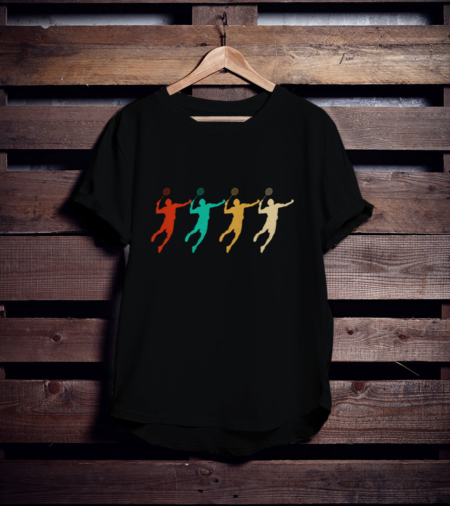 Vintage Badminton Colorful Athlete T-Shirt