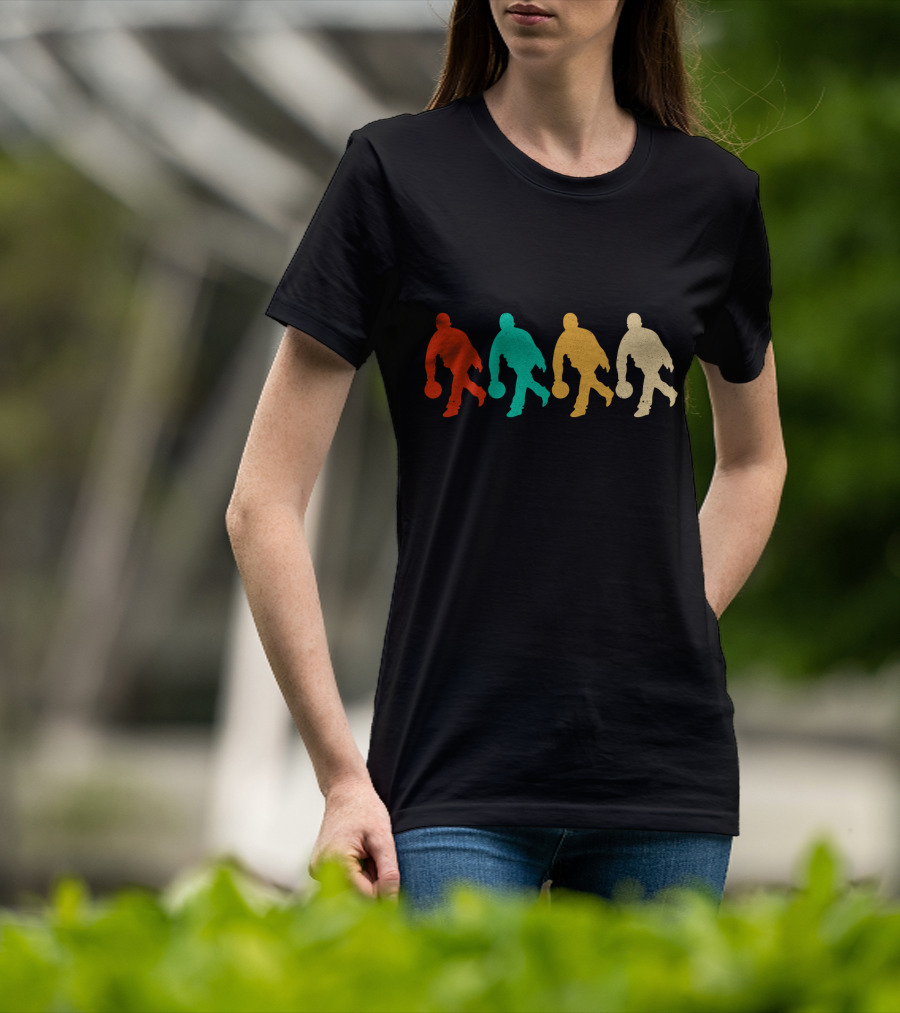 Vintage Bowling Silhouette Retro Colorful Bowlers T-Shirt