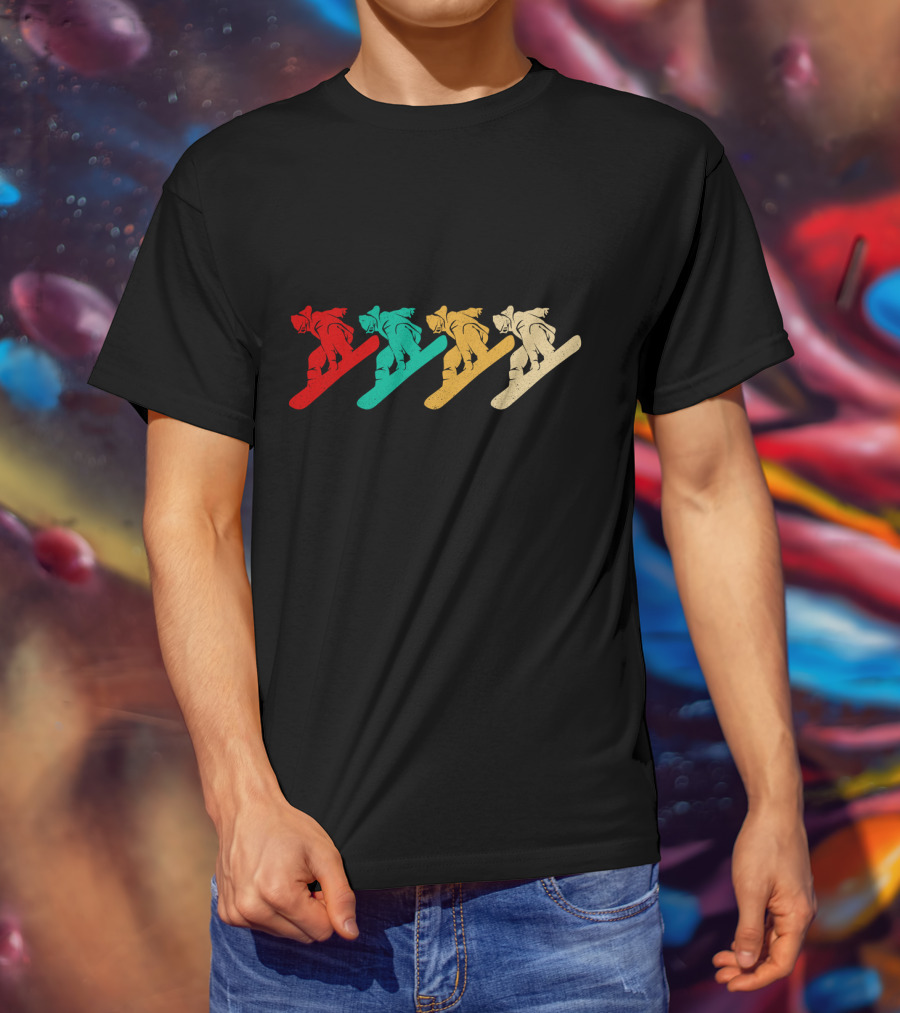 Vintage Snowboarding Colorful Retro Silhouette Series T-Shirt