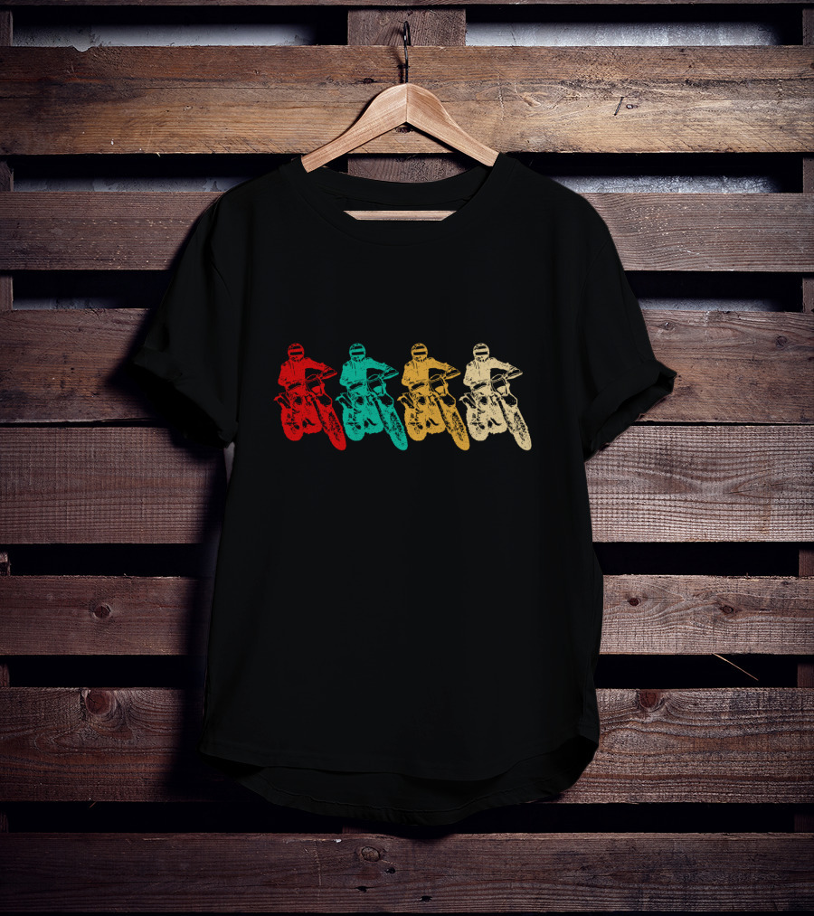 Vintage Dirt Bike Racing Multicolor Riders T-Shirt