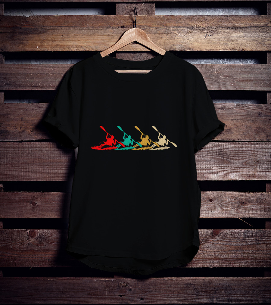 Vintage Retro Kayaking Multicolor Paddle Adventure T-Shirt