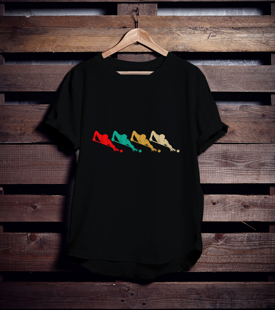 Retro Billiards Silhouette Action Sequence T-Shirt