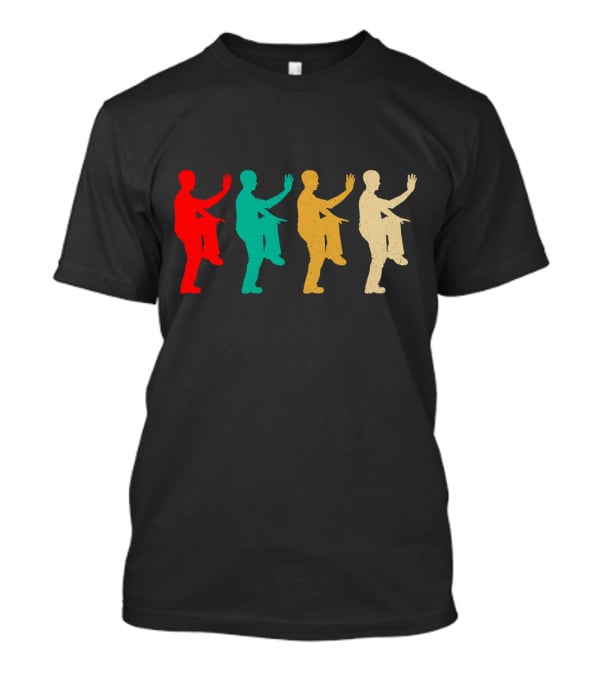 Vintage Kung Fu Fighting Silhouettes In Retro Colors T-Shirt