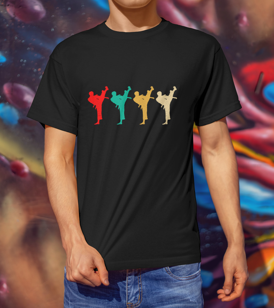 Vintage Karate Retro Silhouette Kicks T-Shirt