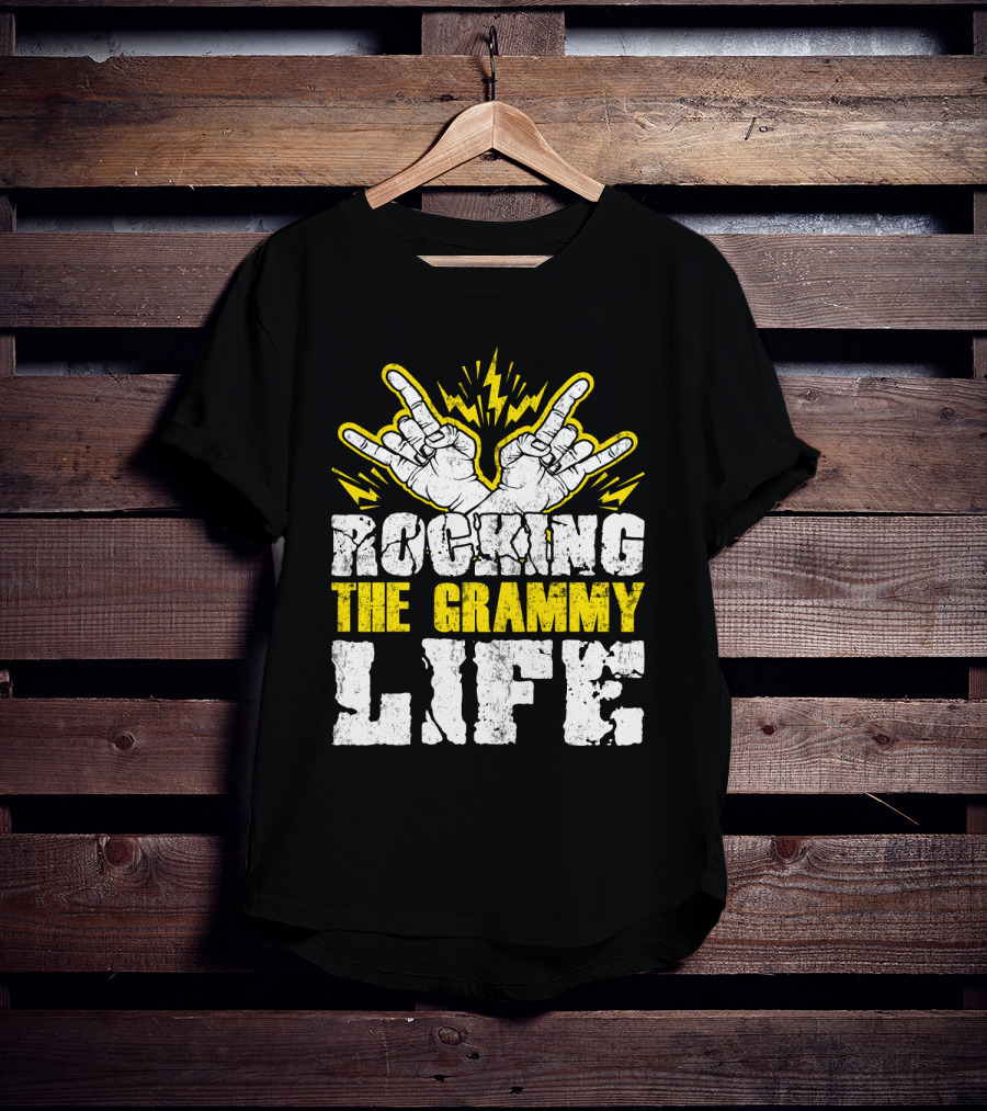 Rocking The Grammy Life With Vibrant Hand Gestures And Energetic Lightning Elements T-Shirt