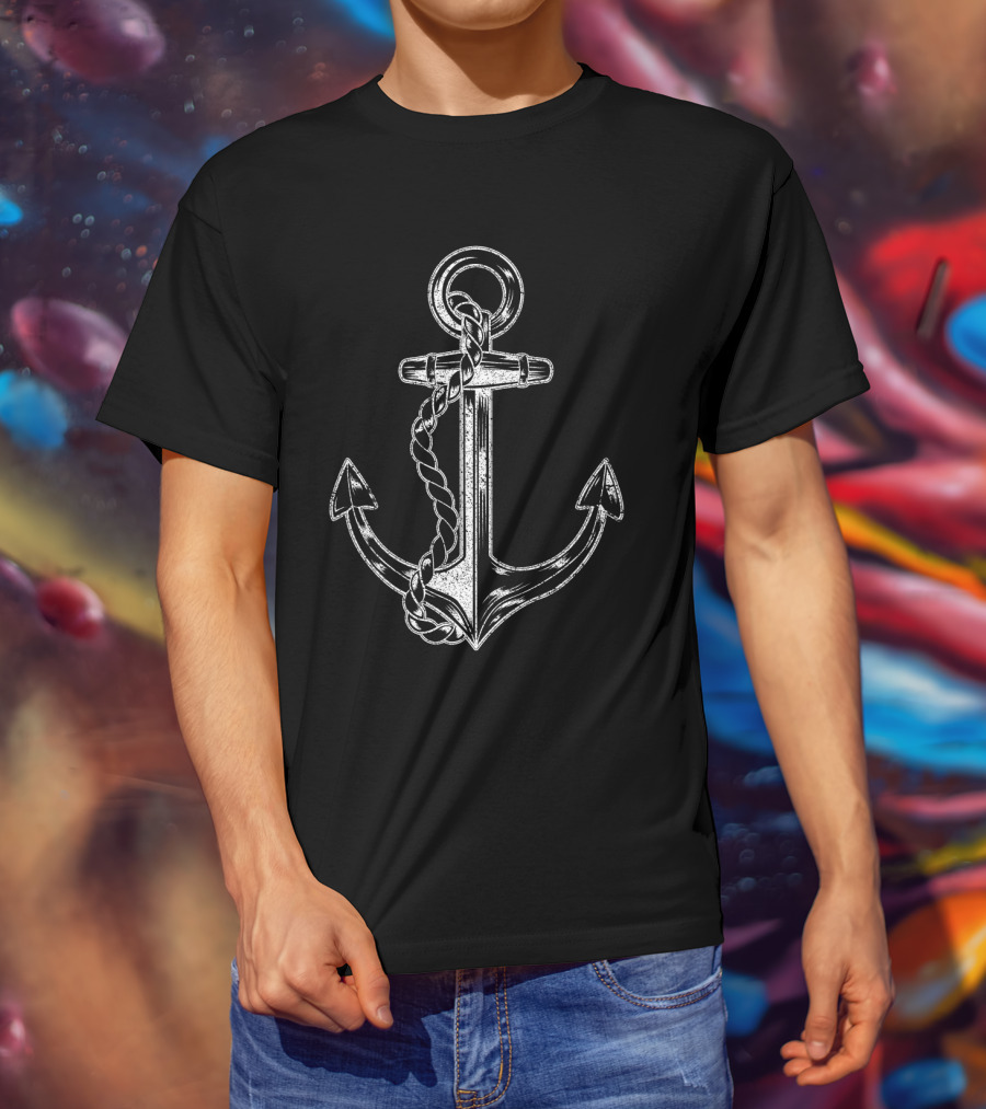 Black Sea Anchor Vintage Nautical T-Shirt