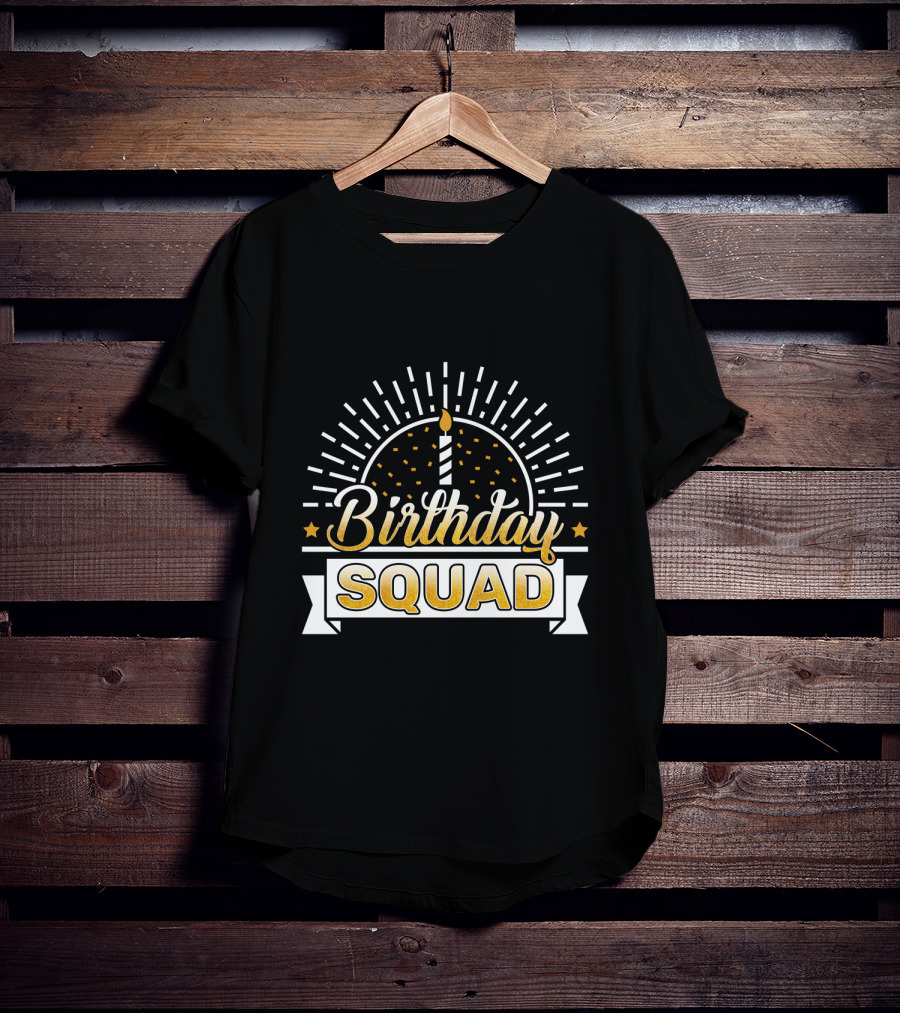 Birthday Squad Candle Celebration Banner Stars T-Shirt