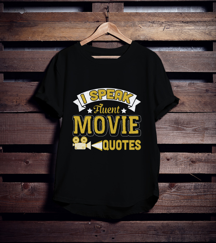 I Speak Fluent Movie Quotes Vintage Film Camera Stars T-Shirt