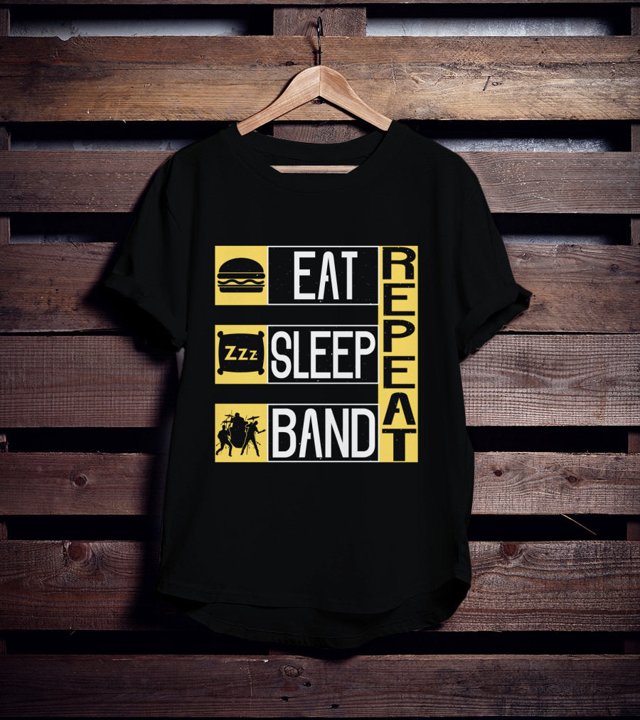 Eat Sleep Band Repeat Music Burger Pillow Icons T-Shirt