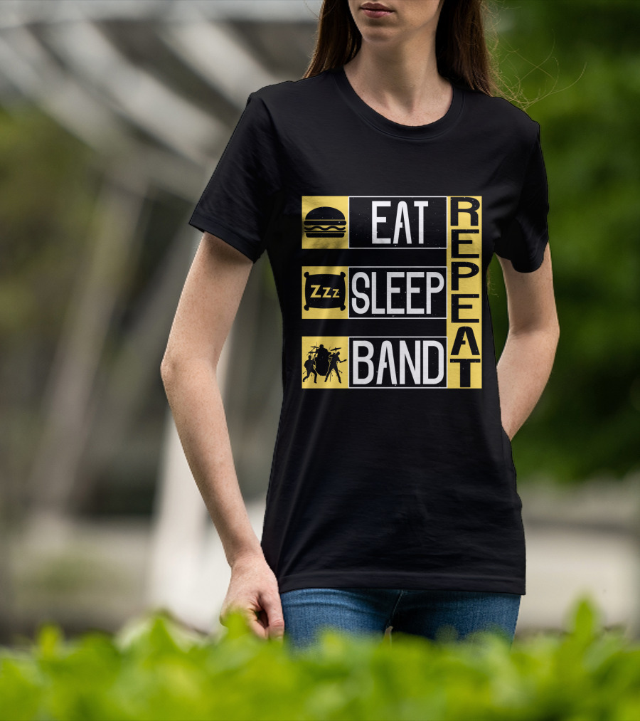 Eat Sleep Band Repeat Music Burger Pillow Icons T-Shirt