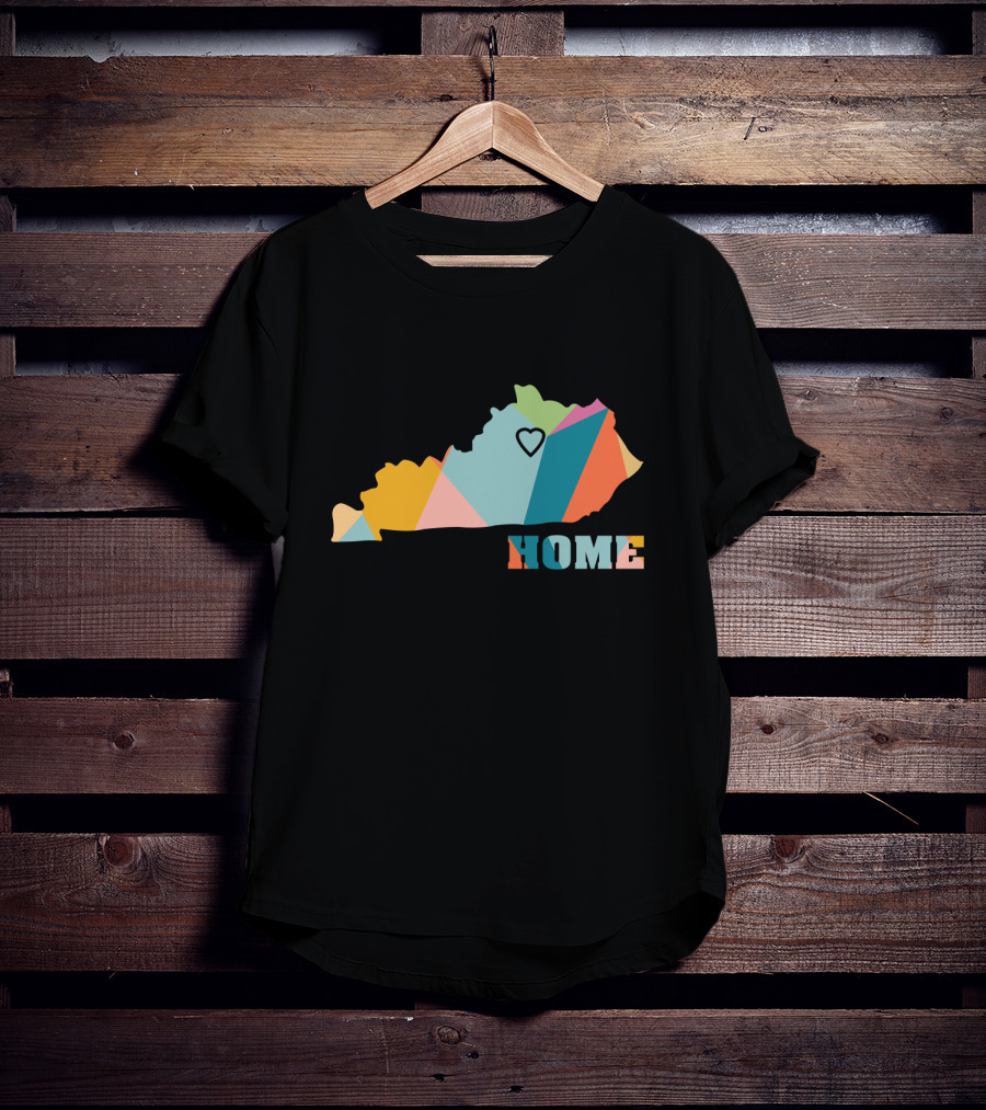 Home Kentucky State Colorful Map Heart T-Shirt